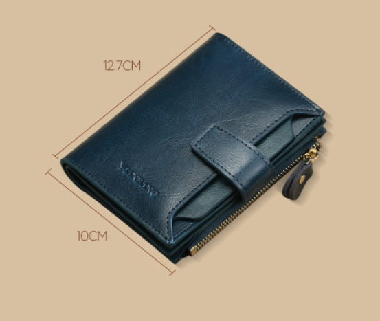 European Retro Coin Purse with Genuine Leather and Anti-Theft Card Slot