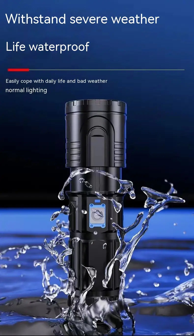 Outdoor Household Hiking USB Charging Power Torch with Telescopic Zoom