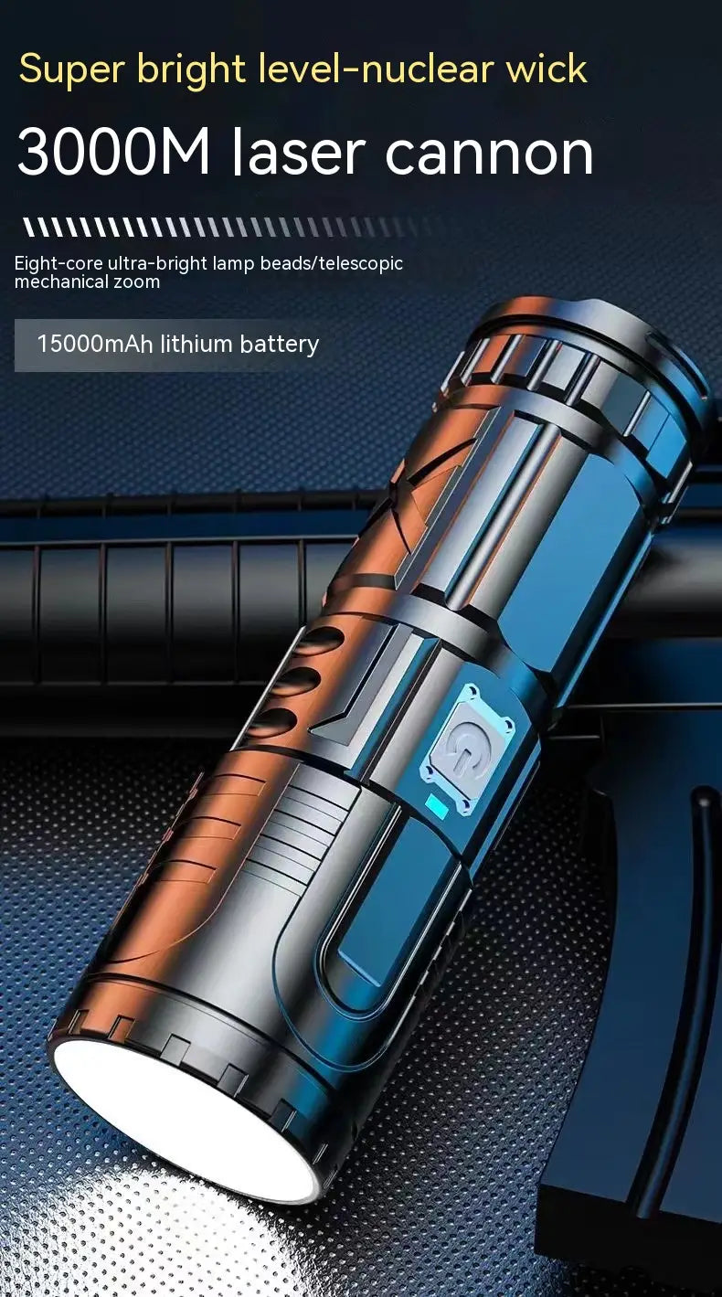 Outdoor Household Hiking USB Charging Power Torch with Telescopic Zoom