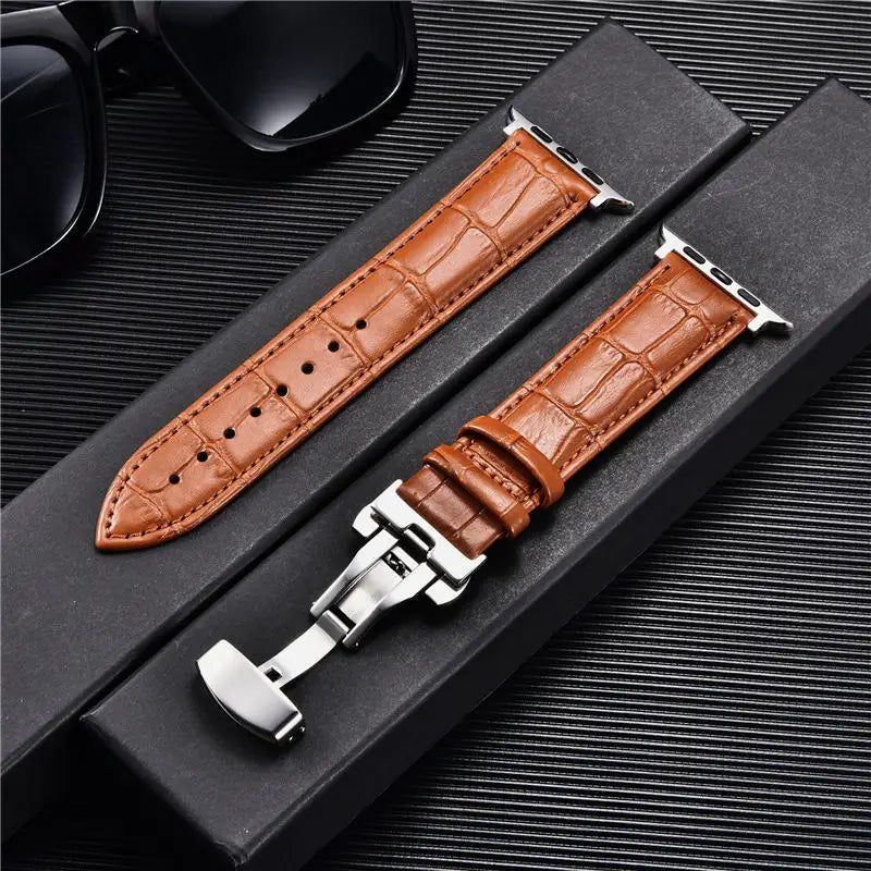 Men’s Embossed Leather Butterfly Buckle Strap