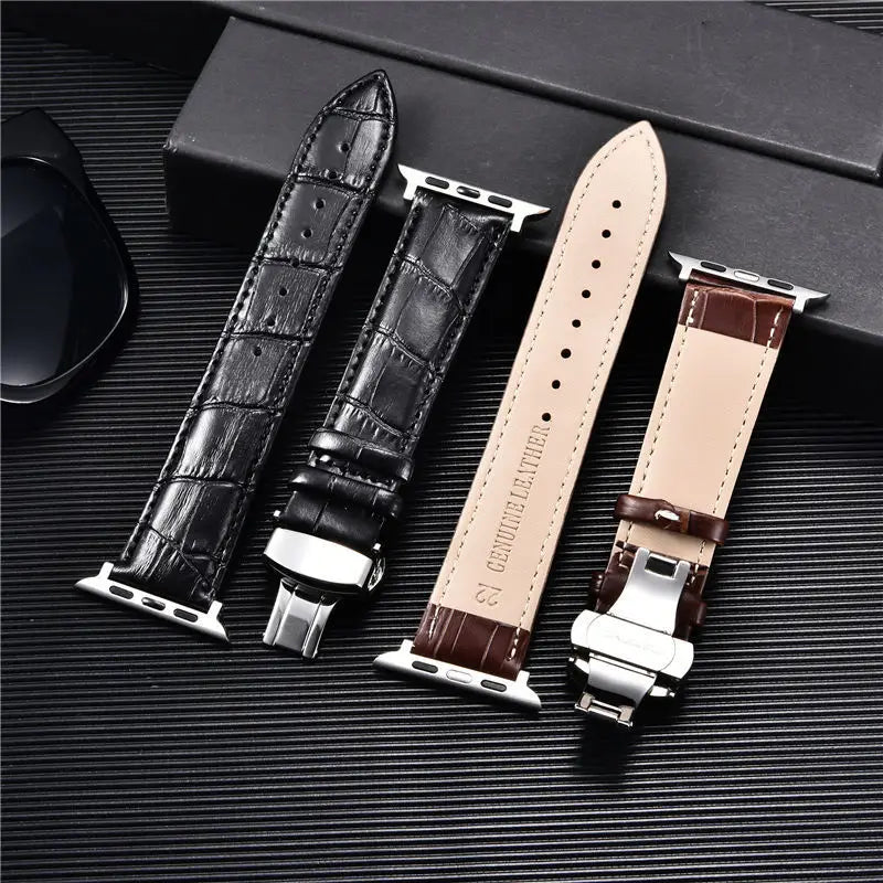 Men’s Embossed Leather Butterfly Buckle Strap