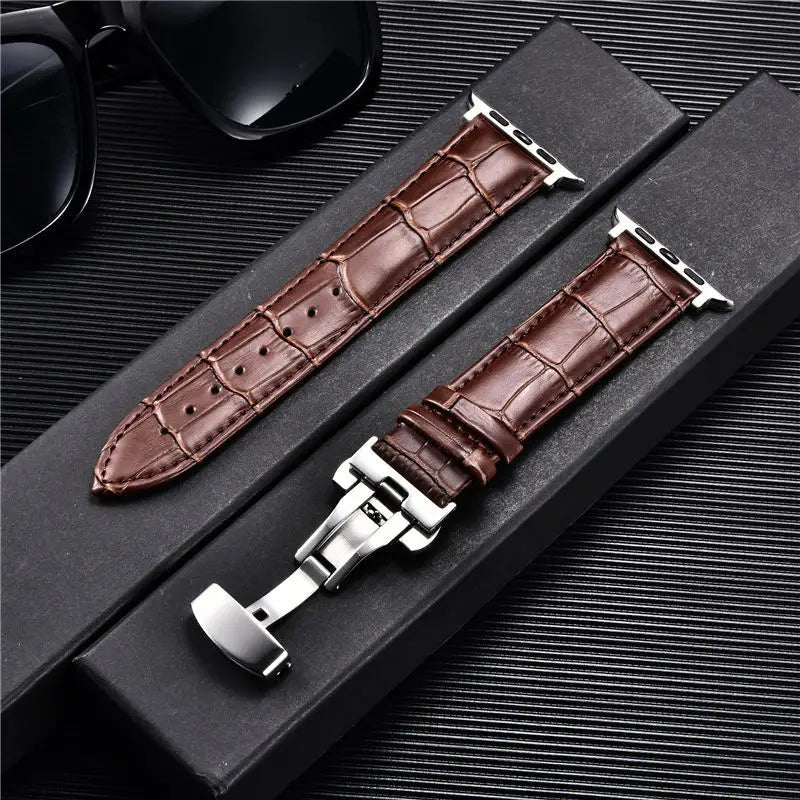 Men’s Embossed Leather Butterfly Buckle Strap