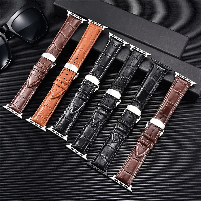 Men’s Embossed Leather Butterfly Buckle Strap