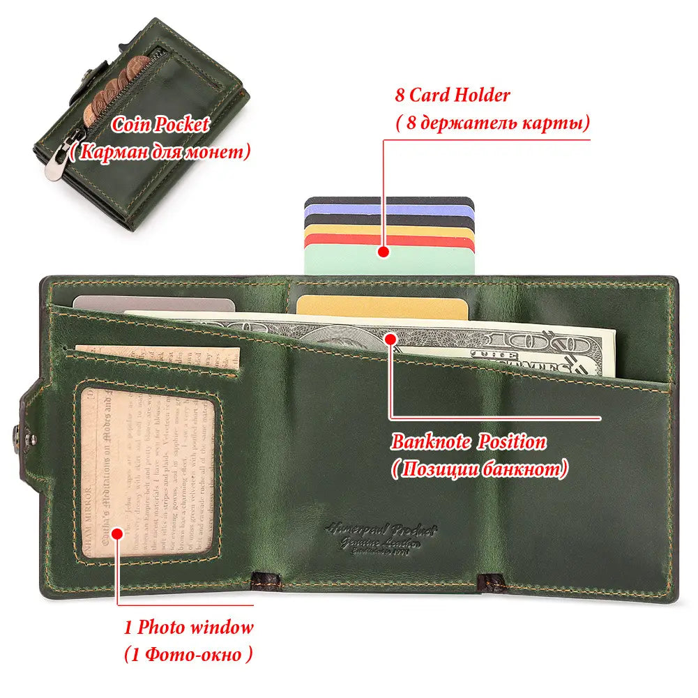 Genuine Leather Wallet Unisex Retro Card Holder for United States CHF