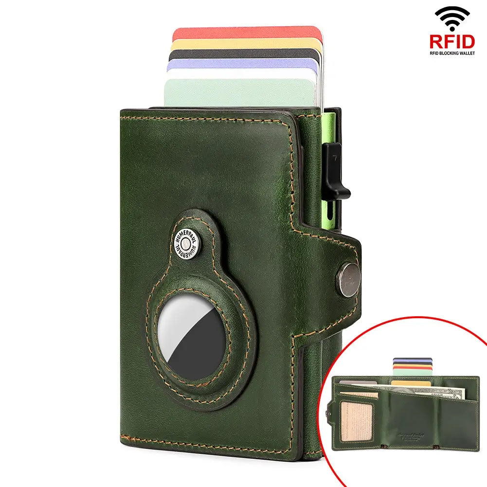 Genuine Leather Wallet Unisex Retro Card Holder for United States CHF