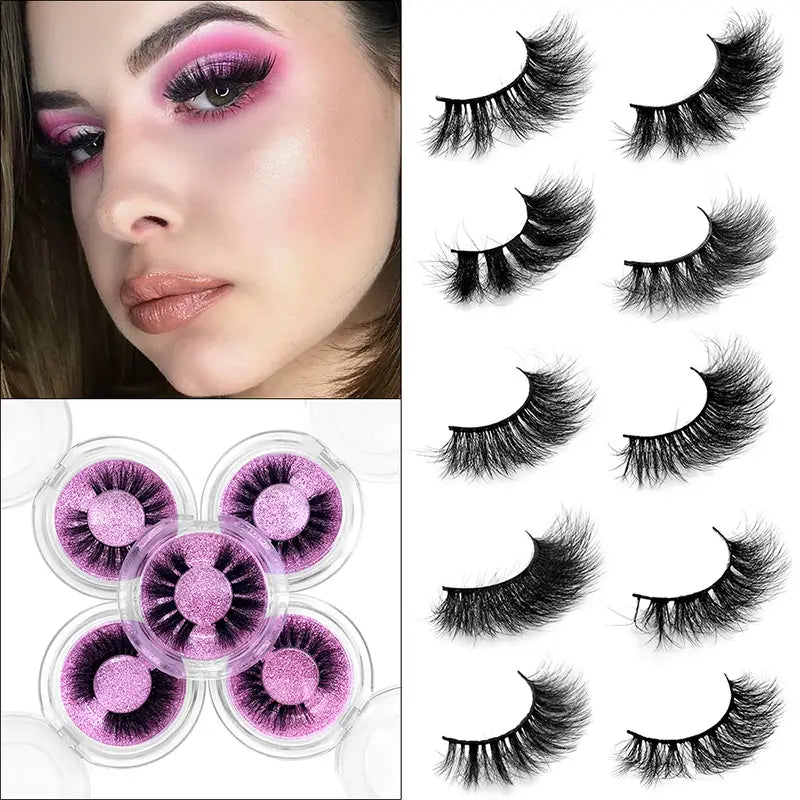 Mink Hair False Eyelashes Round Box Collection for Natural Lash Look