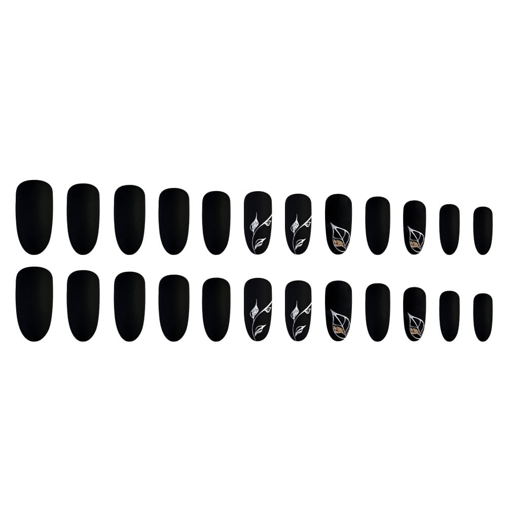 Starry Sky CY223 Dark Leaf Long Wear Resistant False Nails with Glue