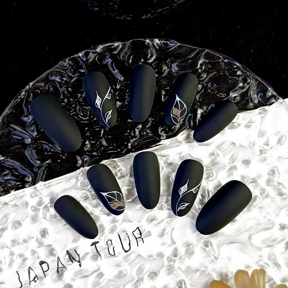 Starry Sky CY223 Dark Leaf Long Wear Resistant False Nails with Glue