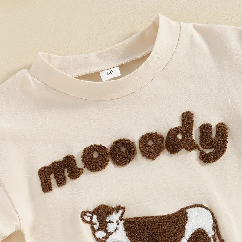 Children’s Cow Element Embroidered Romper