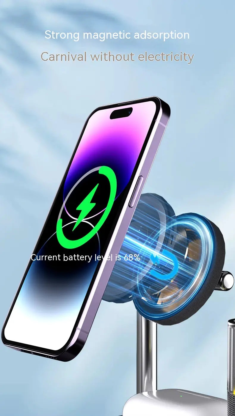 Universal USB Power Adapter for United States with Wireless Charging and Alarm Clock