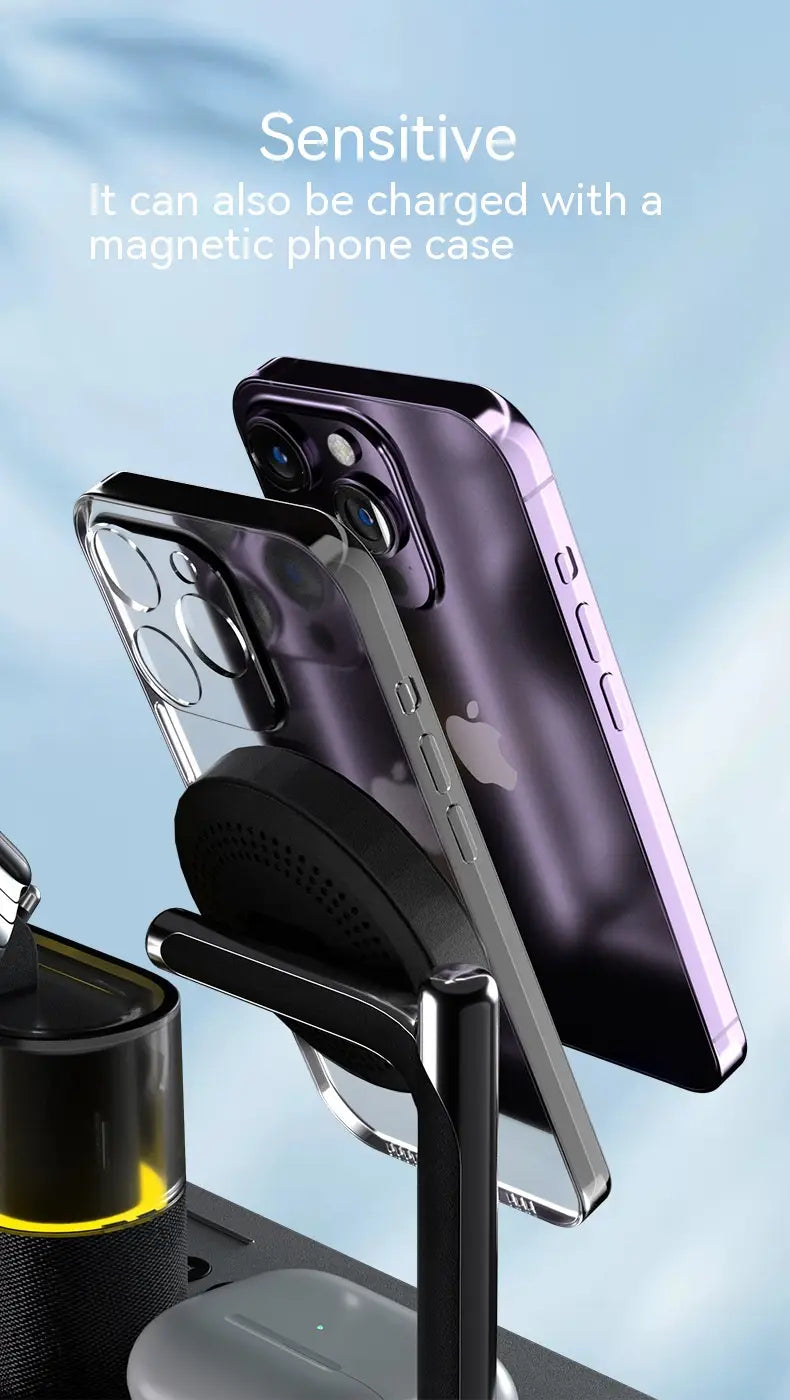 Universal USB Power Adapter for United States with Wireless Charging and Alarm Clock