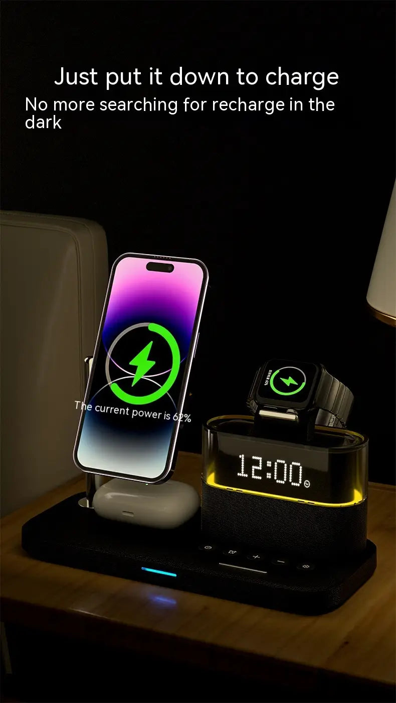 Universal USB Power Adapter for United States with Wireless Charging and Alarm Clock