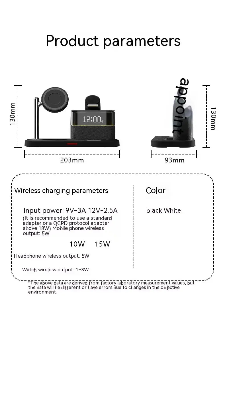 Universal USB Power Adapter for United States with Wireless Charging and Alarm Clock