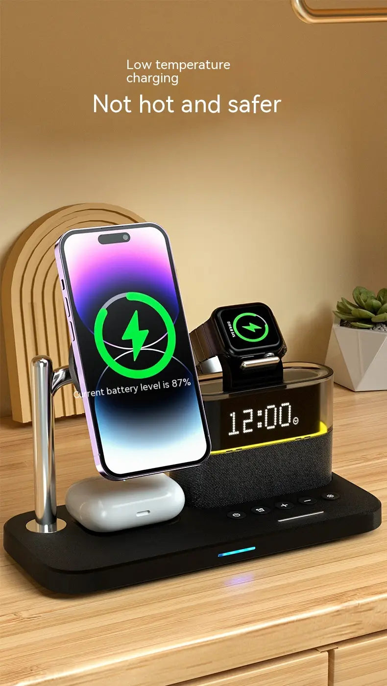 Universal USB Power Adapter for United States with Wireless Charging and Alarm Clock