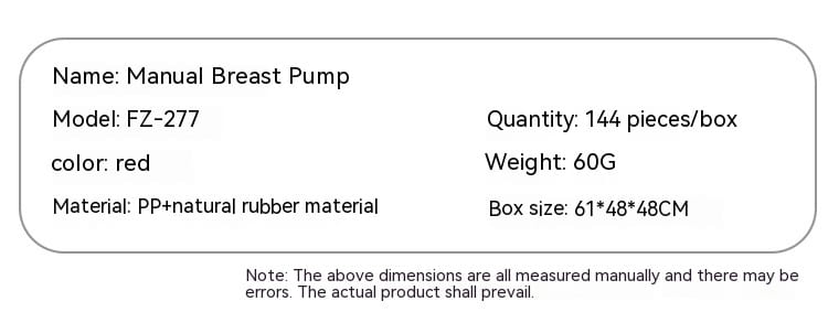 Red Manual Breast Pump for United States Mothers CHF Support