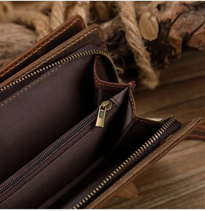 Retro European Leather Wallet with Polyester Lining for United States and CHF Buyers