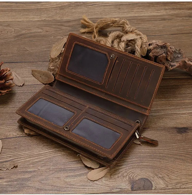 Retro European Leather Wallet with Polyester Lining for United States and CHF Buyers