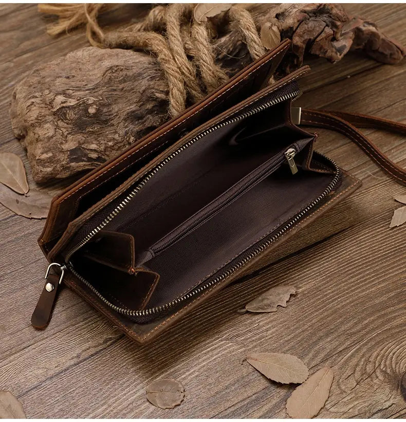 Retro European Leather Wallet with Polyester Lining for United States and CHF Buyers