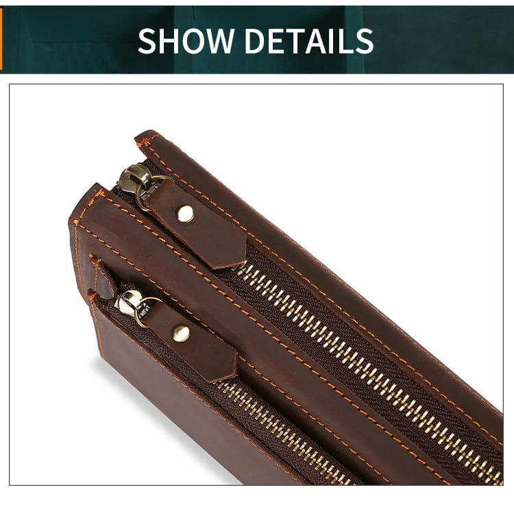 Retro Men’s Leather Clutch with Phone Wallet and Hand Held Design