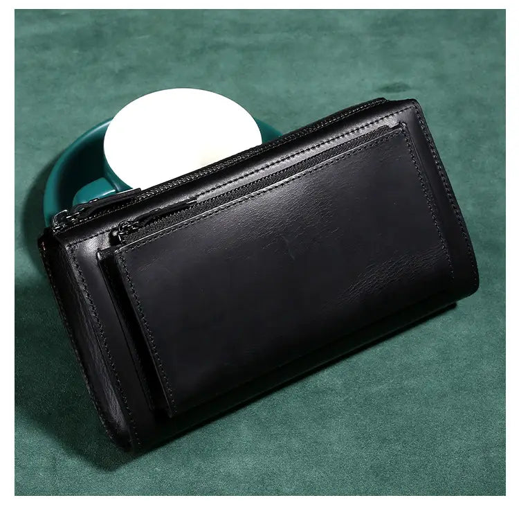 Retro Men’s Leather Clutch with Phone Wallet and Hand Held Design