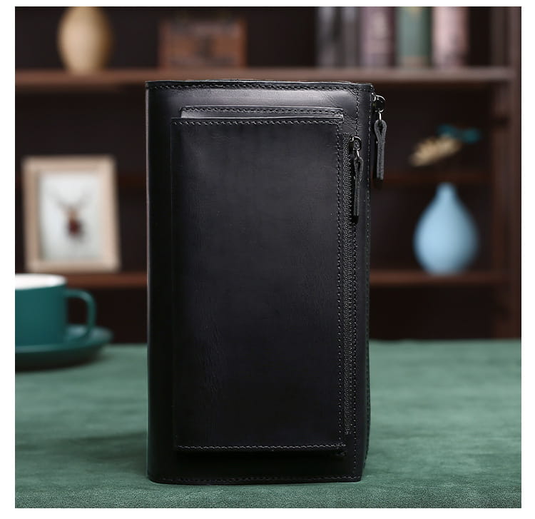 Retro Men’s Leather Clutch with Phone Wallet and Hand Held Design