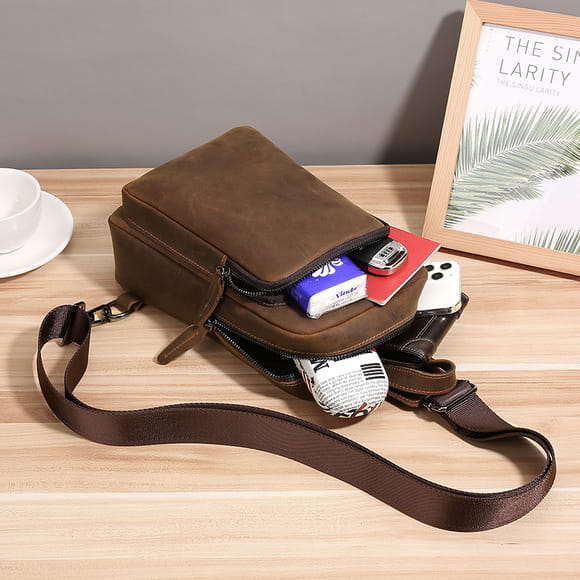 Retro Men’s Leather Clutch with Phone Wallet and Hand Held Design
