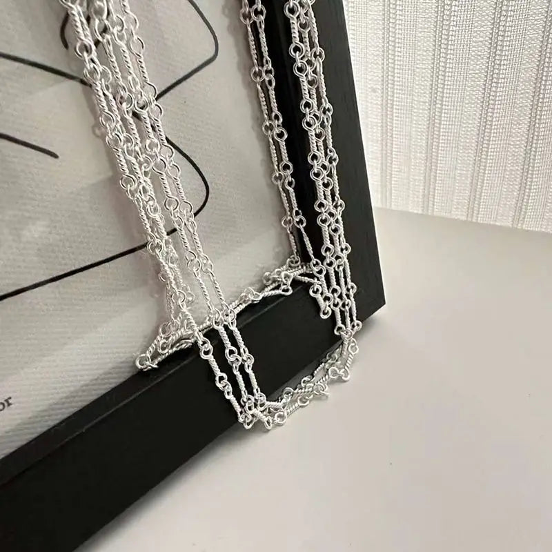 925 Sterling Silver Tag Korean Style Sense Of Design Clavicle Chain