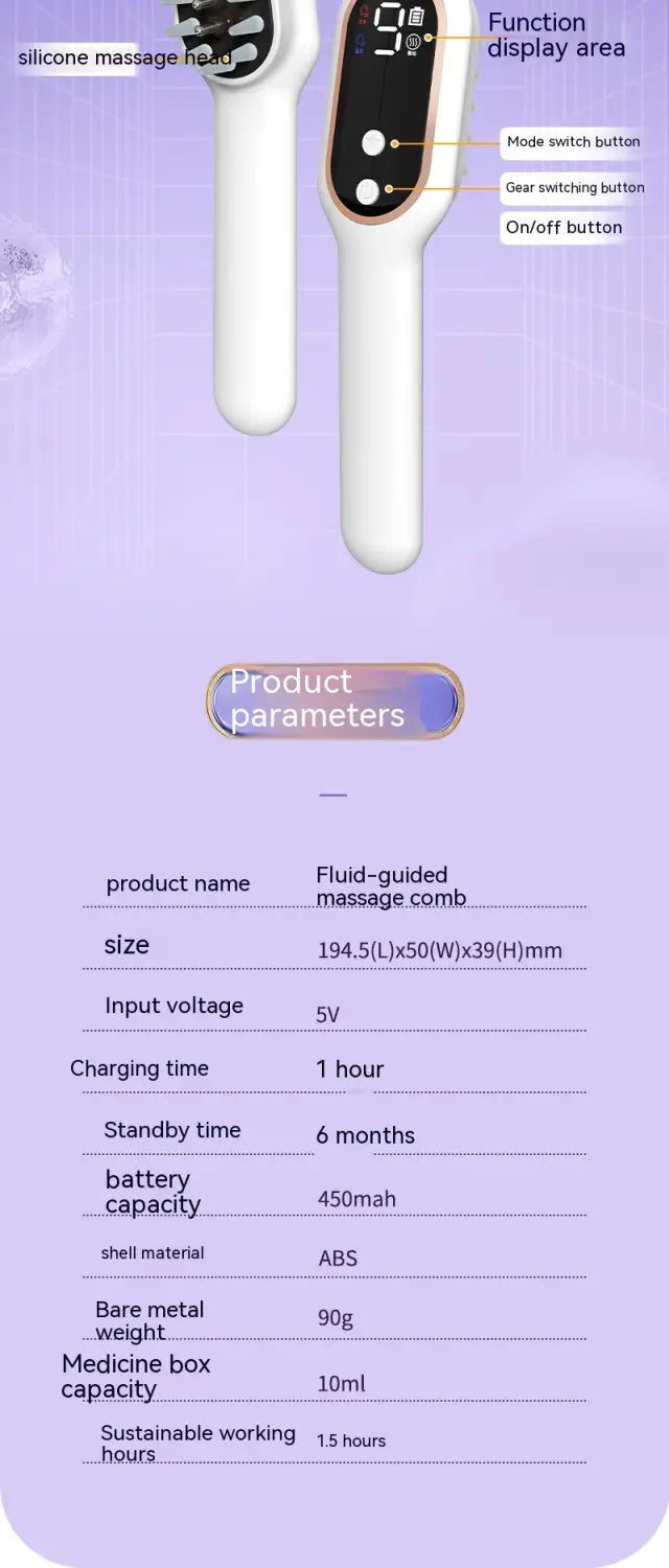 White 9 154 Scalp Medicine Feeder with Red Light Hair Massage Therapy