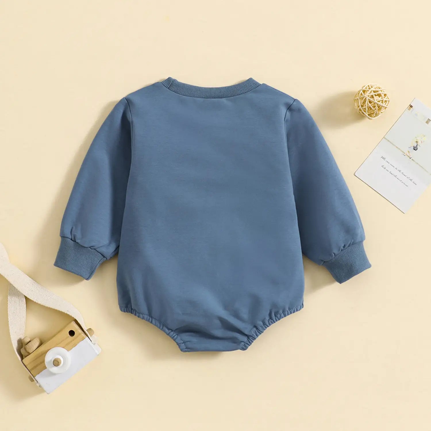 Infant Alphabet Embroidery Round Neck Long-sleeve Jumpsuit