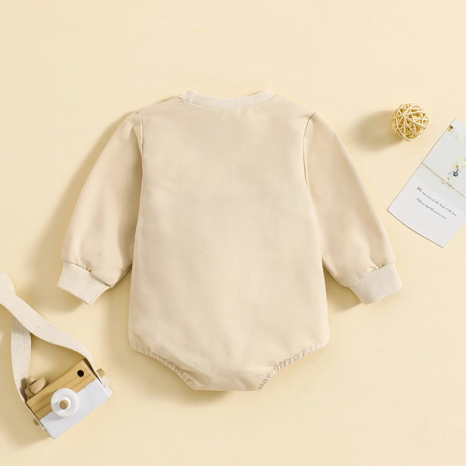 Infant Alphabet Embroidery Round Neck Long-sleeve Jumpsuit