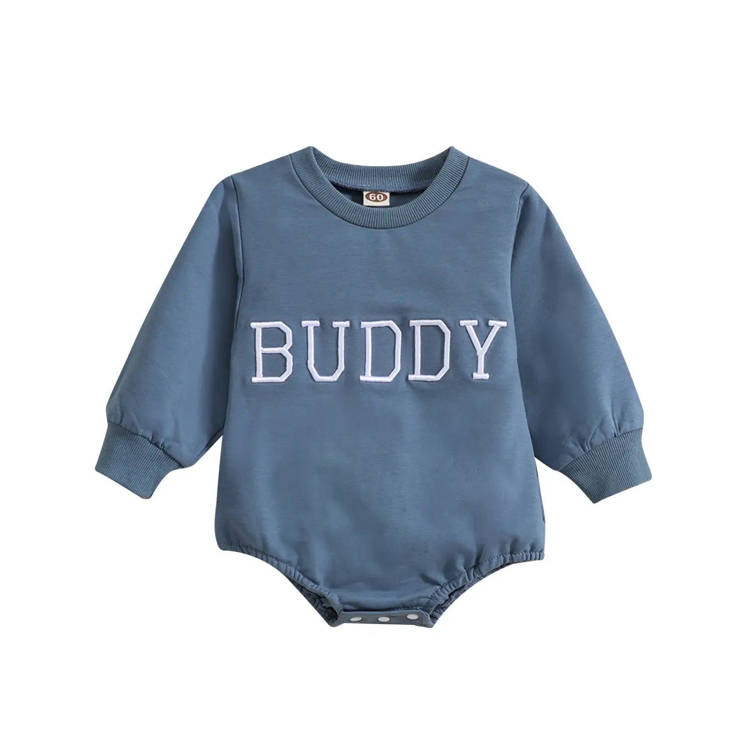 Infant Alphabet Embroidery Round Neck Long-sleeve Jumpsuit