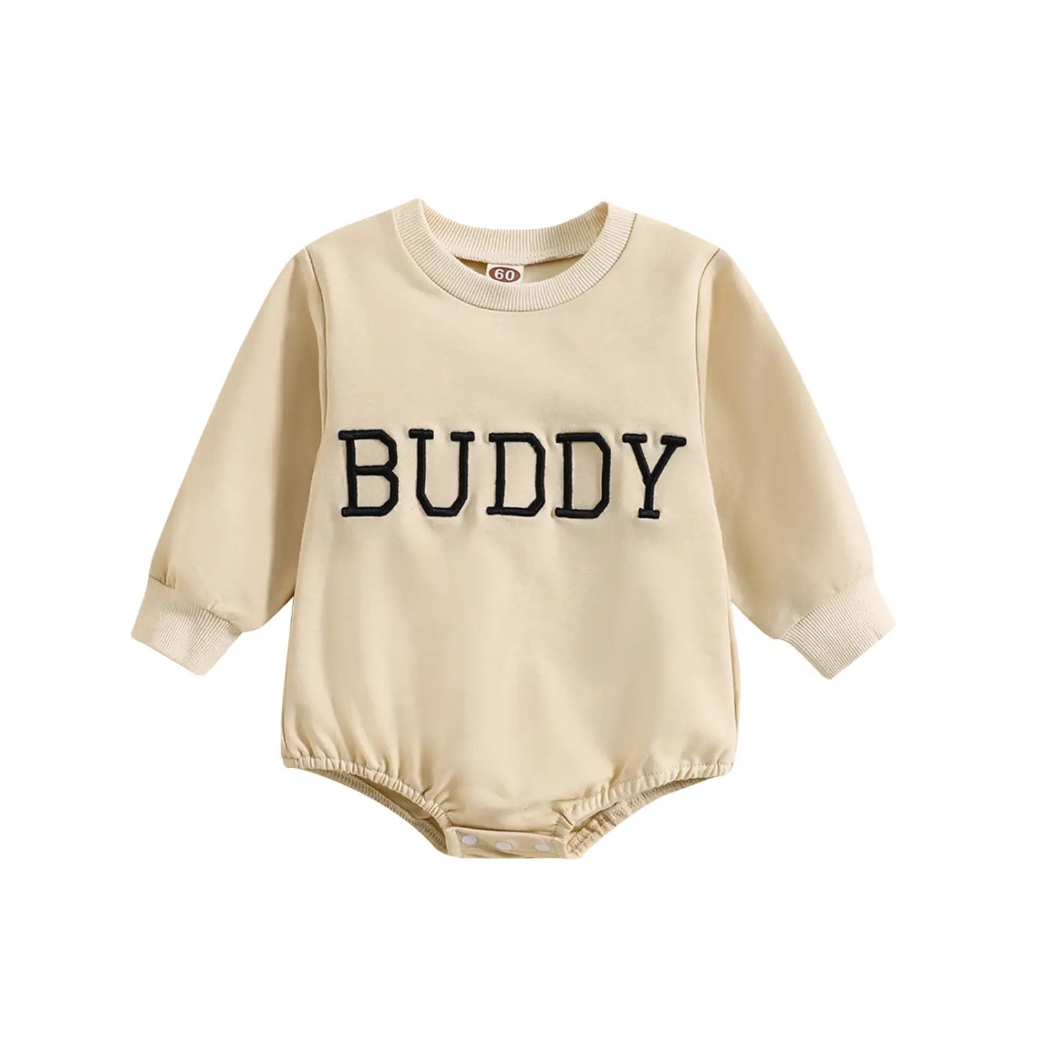 Infant Alphabet Embroidery Round Neck Long-sleeve Jumpsuit