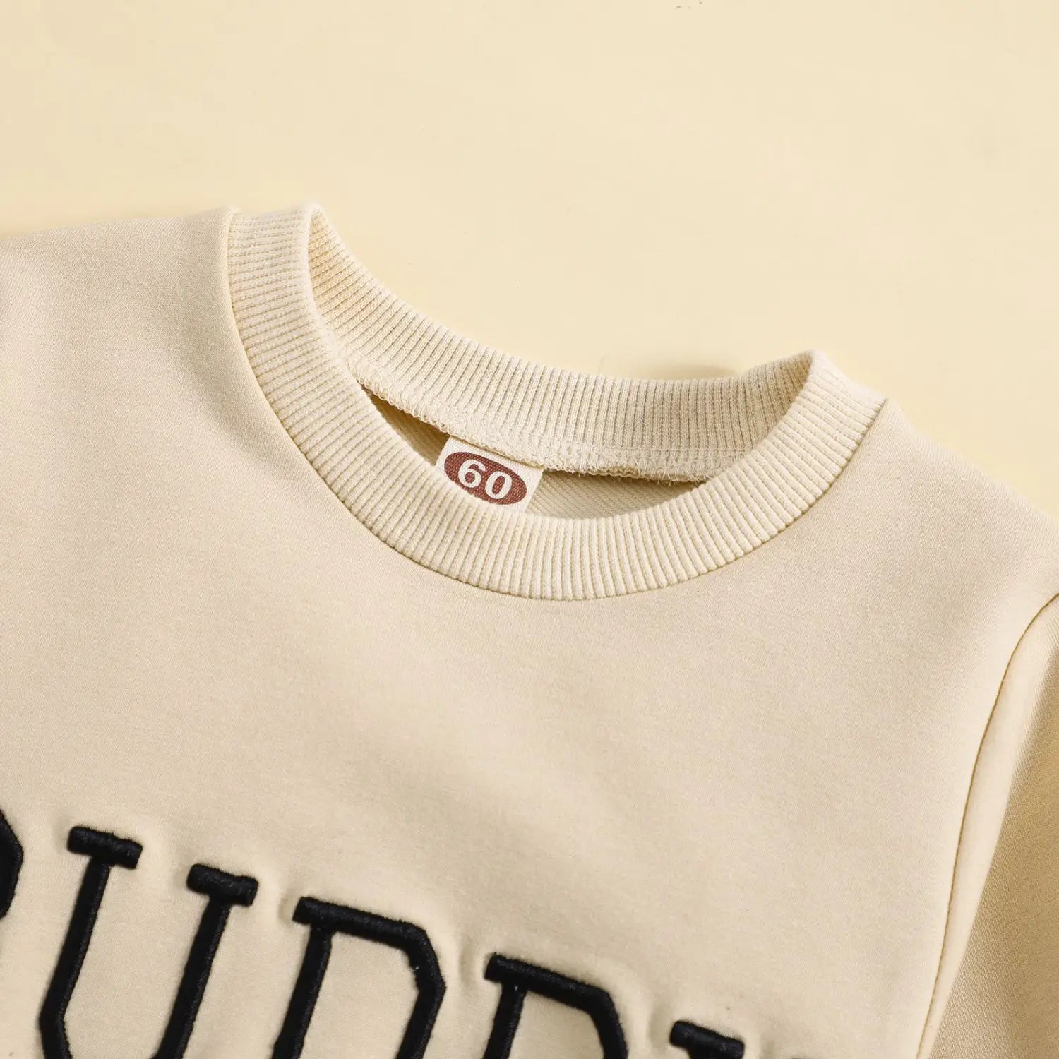 Infant Alphabet Embroidery Round Neck Long-sleeve Jumpsuit