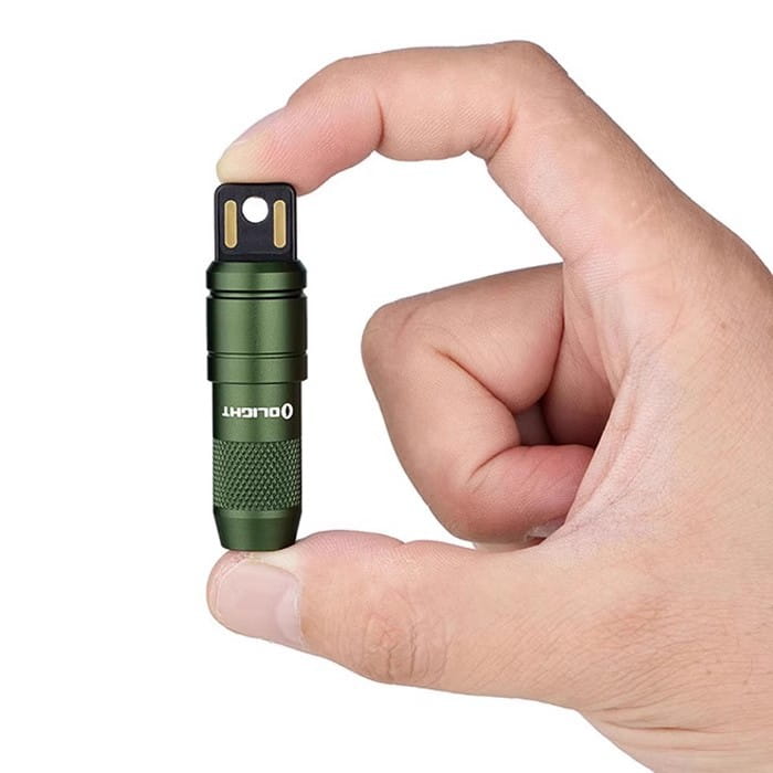 Black Green Aluminum Alloy Flashlight with Direct Charging Keychain and USB Socket