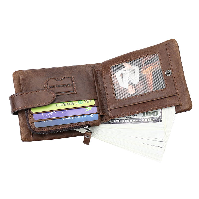 United States Leather Card Holder with Layer Cowhide and Folding Design