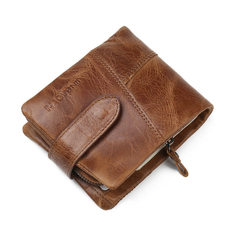 United States Leather Card Holder with Layer Cowhide and Folding Design