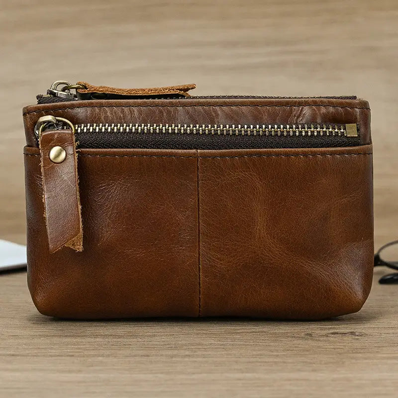 Brown Crazy Horse Leather Wallet for Men and Women