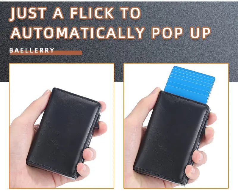 Crazy Horse Leather Coin and Card Wallet with Embossed Plaid Design