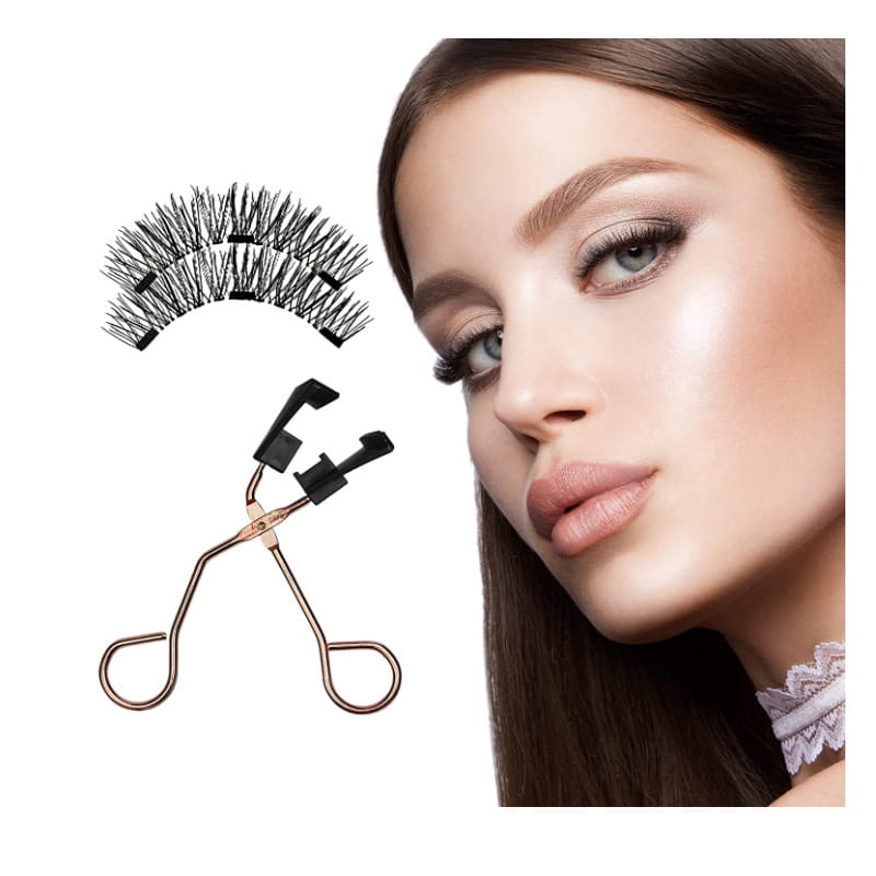 Magnetic False Eyelash Set with Clip and Curlers for Full Eyes