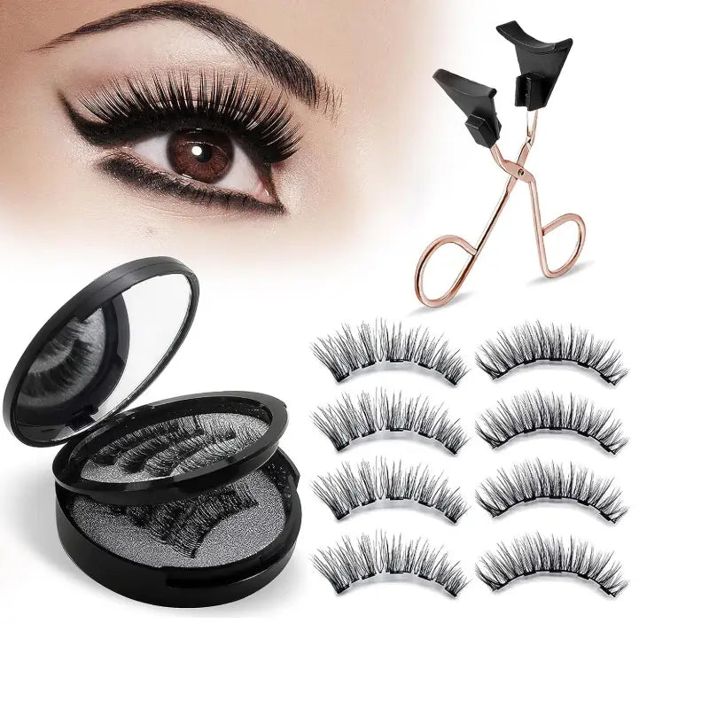 Magnetic False Eyelash Set with Clip and Curlers for Full Eyes