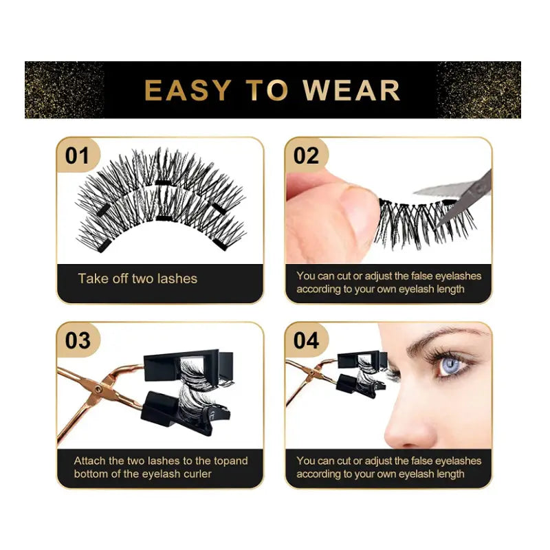 Magnetic False Eyelash Set with Clip and Curlers for Full Eyes