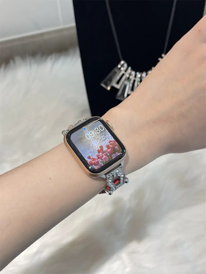 Woven Metal Diamond Strap Suitable For Watch Leather Wristband