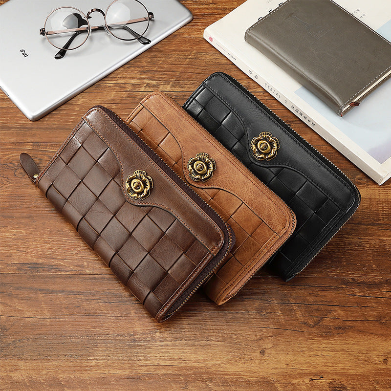 First Layer Cowhide Woven Men And Women - Get Stylish with First Layer Cowhide Wallets