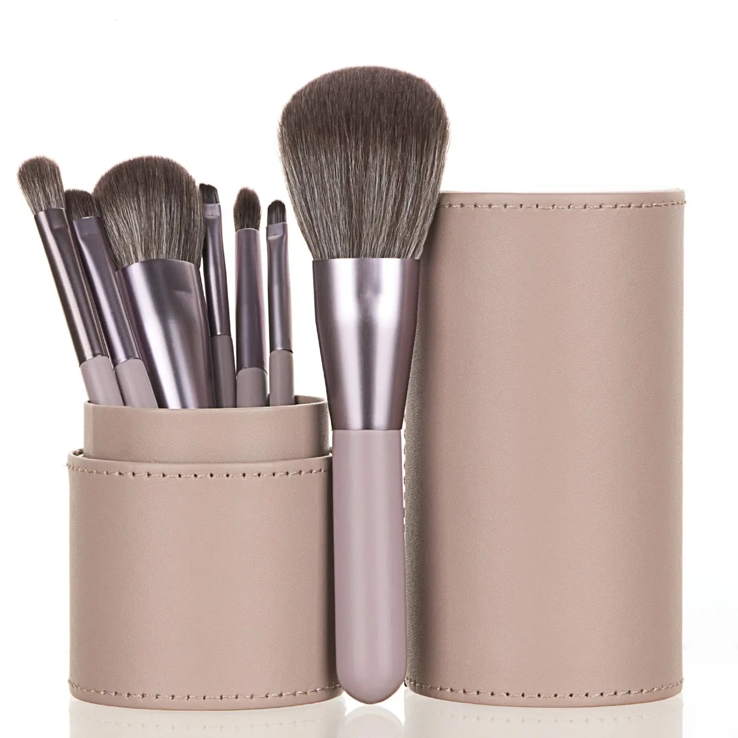 Portable Mini Makeup Brush Set with 7 Brushes and Storage Bucket