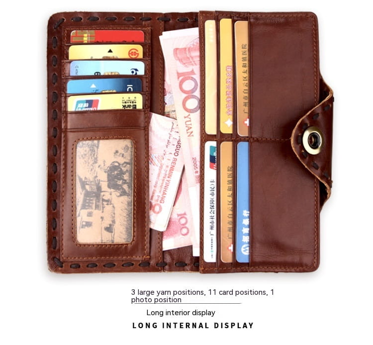 Genuine Cowhide Wallet with Solid Color Lining for United States Buyers