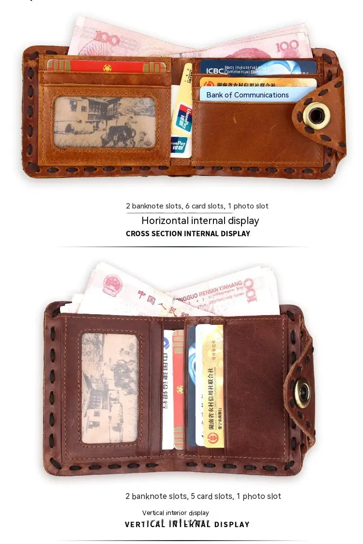 Genuine Cowhide Wallet with Solid Color Lining for United States Buyers