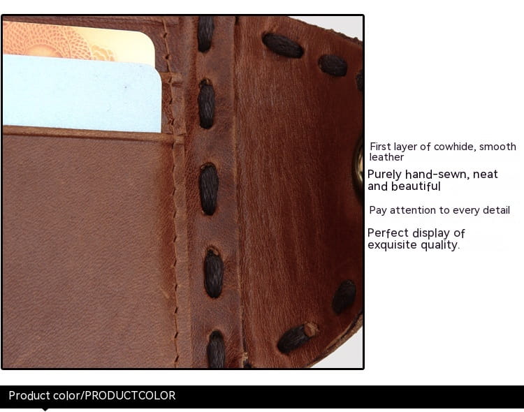 Genuine Cowhide Wallet with Solid Color Lining for United States Buyers
