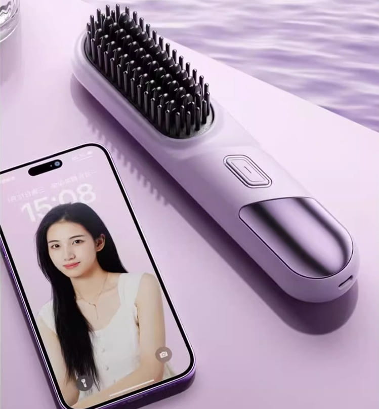 Wireless Straight Comb with Ceramic Glaze and Anion Hair Care Technology