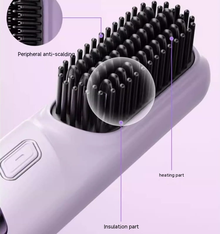 Wireless Straight Comb with Ceramic Glaze and Anion Hair Care Technology