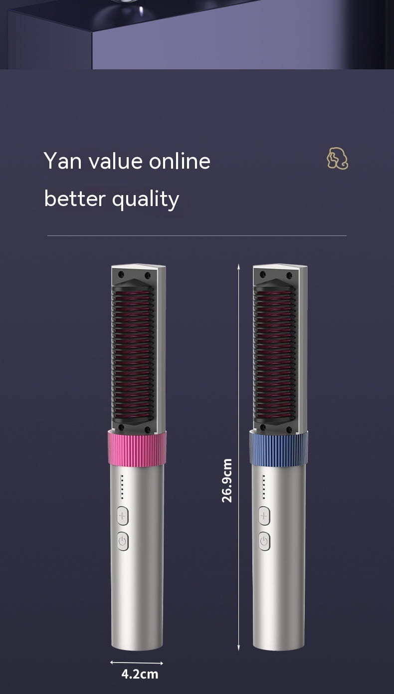 Wireless Portable Charging Straight Comb with Anion and Titanium Coating